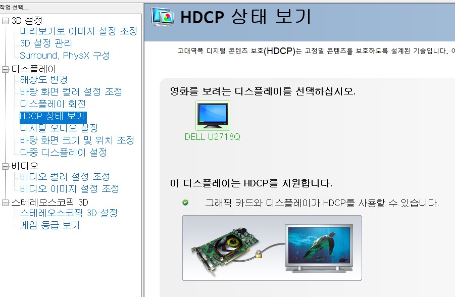 NVIDIA 제어판: HDCP